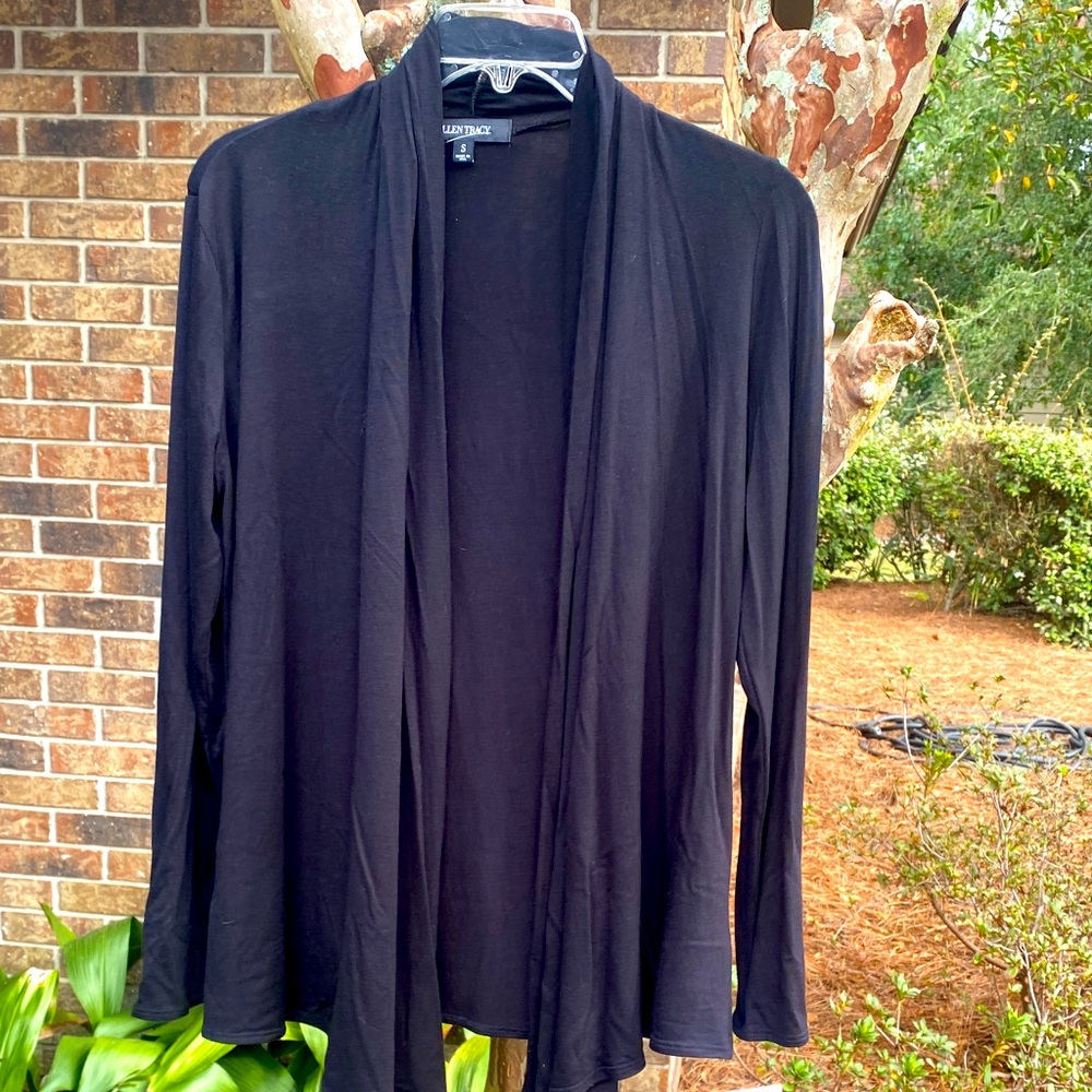 Ellen Tracy Black Open Front Cardigan